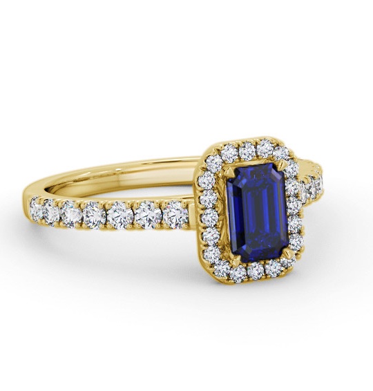 Halo Blue Sapphire and Diamond 1.20ct Ring 18K Yellow Gold GEM71_YG_BS_THUMB1