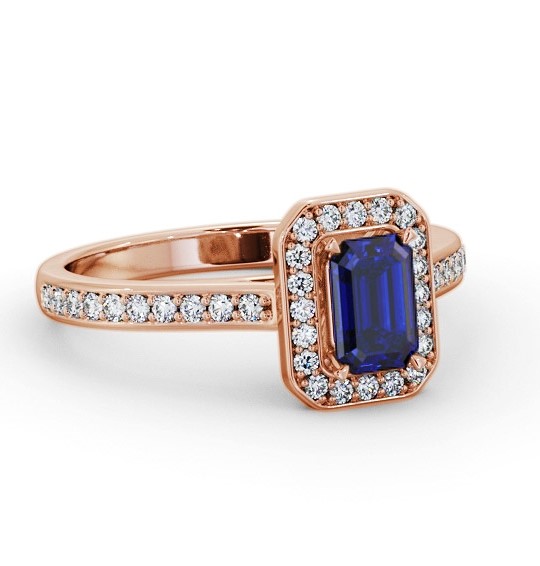 Halo Blue Sapphire and Diamond 1.05ct Ring 9K Rose Gold GEM72_RG_BS_THUMB1