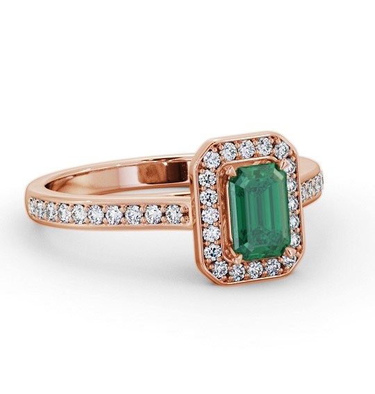 Halo Emerald and Diamond 0.90ct Ring 9K Rose Gold GEM72_RG_EM_THUMB1