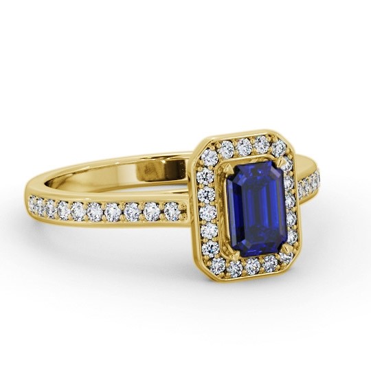 Halo Blue Sapphire and Diamond 1.05ct Ring 9K Yellow Gold GEM72_YG_BS_THUMB1