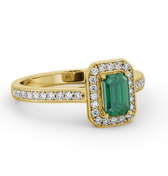 Halo Emerald and Diamond 0.90ct Ring 18K Yellow Gold GEM72_YG_EM_THUMB1