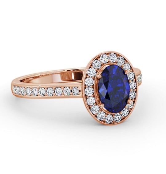 Halo Blue Sapphire and Diamond 1.35ct Ring 9K Rose Gold GEM75_RG_BS_THUMB1