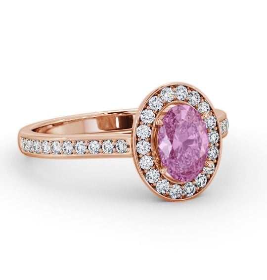 Halo Pink Sapphire and Diamond 1.35ct Ring 18K Rose Gold GEM75_RG_PS_THUMB1