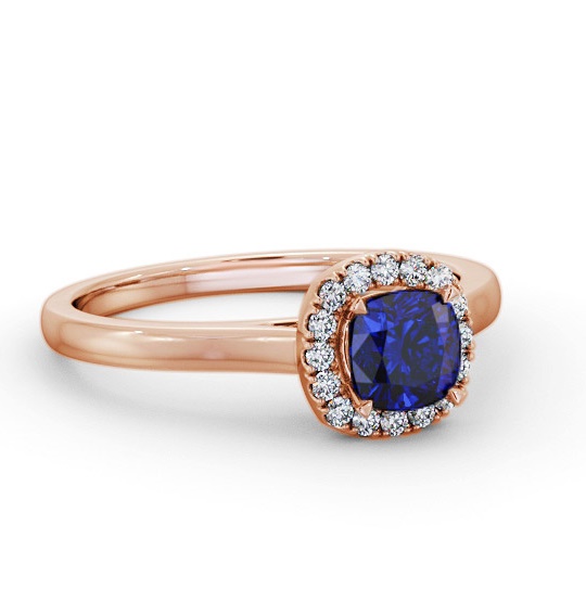 Halo Blue Sapphire and Diamond 0.90ct Ring 9K Rose Gold GEM76_RG_BS_THUMB1