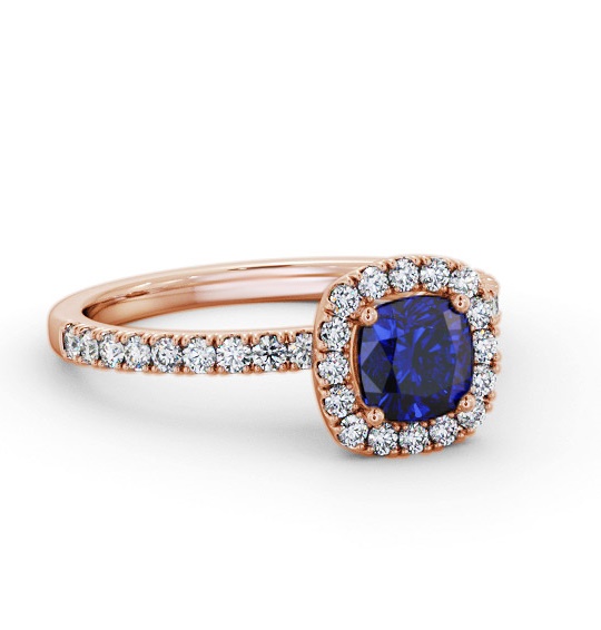 Halo Blue Sapphire and Diamond 1.45ct Ring 9K Rose Gold GEM79_RG_BS_THUMB1