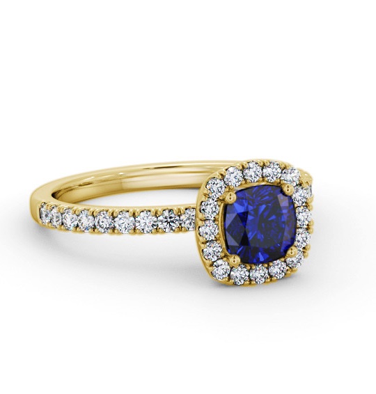 Halo Blue Sapphire and Diamond 1.45ct Ring 9K Yellow Gold GEM79_YG_BS_THUMB1