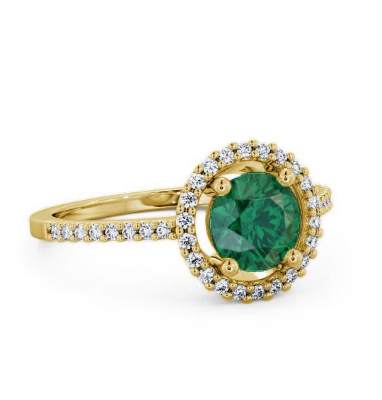 Halo Emerald and Diamond 0.95ct Ring 9K Yellow Gold GEM7_YG_EM_THUMB1