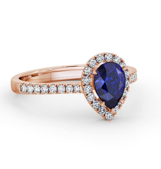 Halo Blue Sapphire and Diamond 1.20ct Ring 9K Rose Gold GEM80_RG_BS_THUMB1