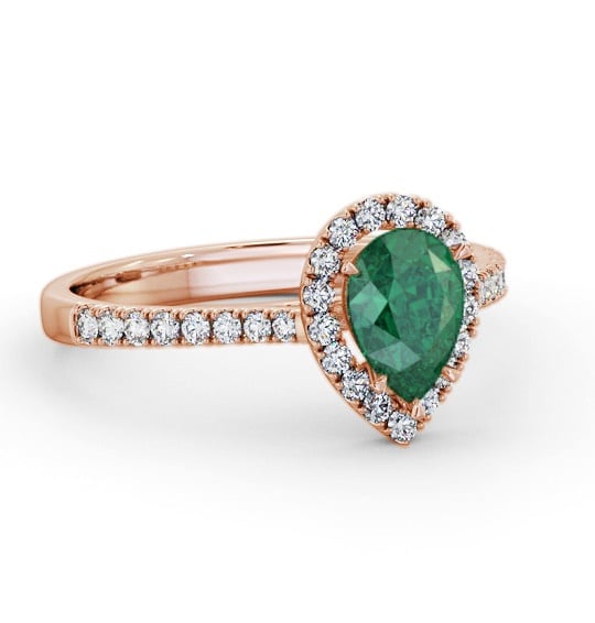 Halo Emerald and Diamond 1.05ct Ring 9K Rose Gold GEM80_RG_EM_THUMB1