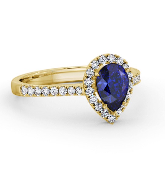 Halo Blue Sapphire and Diamond 1.20ct Ring 9K Yellow Gold GEM80_YG_BS_THUMB1