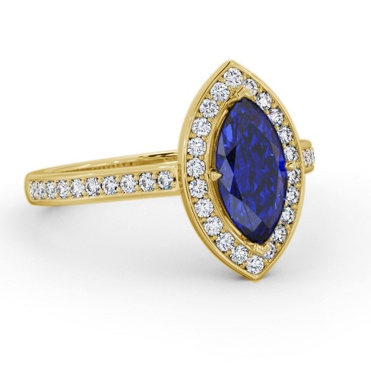 Halo Blue Sapphire and Diamond 1.50ct Ring 18K Yellow Gold GEM83_YG_BS_THUMB1