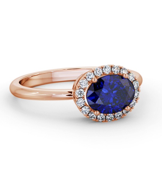 Halo Blue Sapphire and Diamond 1.15ct Ring 9K Rose Gold GEM84_RG_BS_THUMB1