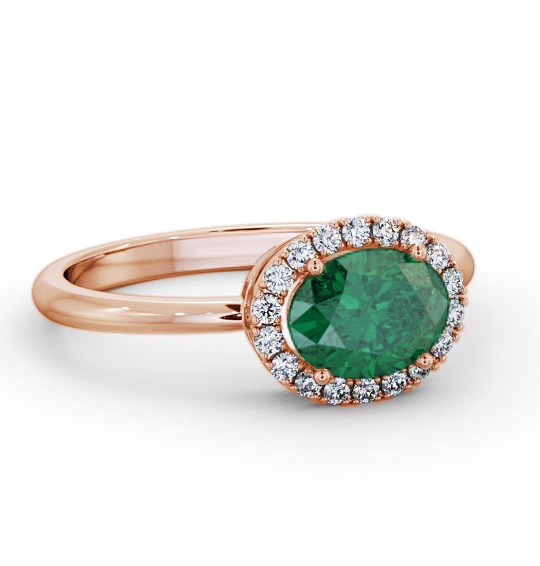 Halo Emerald and Diamond 1.00ct Ring 9K Rose Gold GEM84_RG_EM_THUMB1