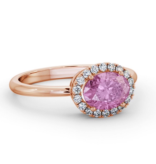 Halo Pink Sapphire and Diamond 1.15ct Ring 9K Rose Gold GEM84_RG_PS_THUMB1