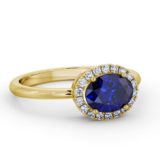 Halo Blue Sapphire and Diamond 1.15ct Ring 18K Yellow Gold GEM84_YG_BS_THUMB1