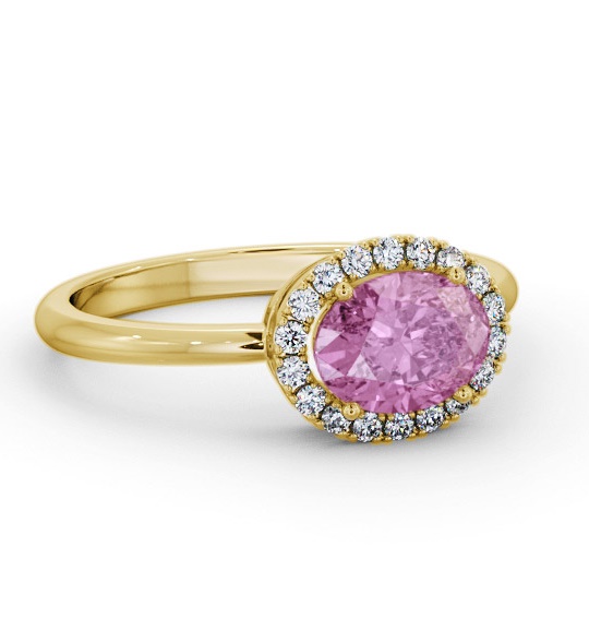 Halo Pink Sapphire and Diamond 1.15ct Ring 18K Yellow Gold GEM84_YG_PS_THUMB1