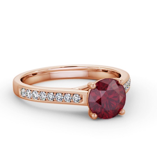 Solitaire Ruby and Diamond 9K Rose Gold Ring with Channel GEM87_RG_RU_THUMB1