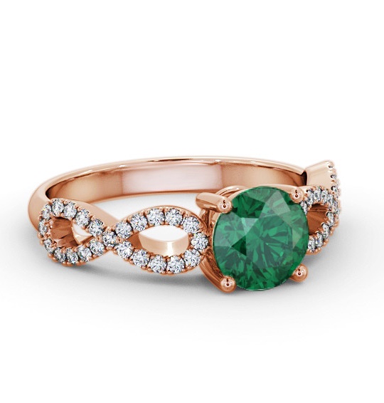 Solitaire Emerald and Diamond 9K Rose Gold Ring with Channel GEM89_RG_EM_THUMB1