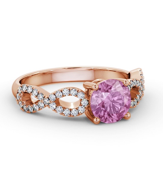 Solitaire Pink Sapphire and Diamond 9K Rose Gold Ring with Channel GEM89_RG_PS_THUMB1