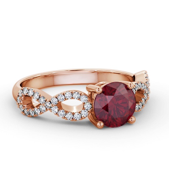 Solitaire Ruby and Diamond 9K Rose Gold Ring with Channel GEM89_RG_RU_THUMB1