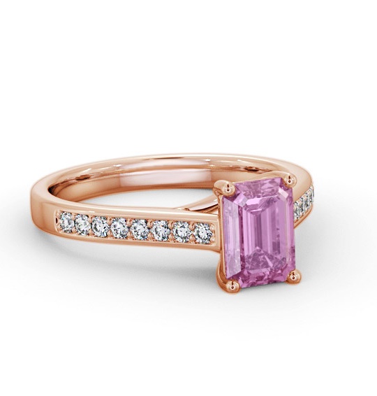 Solitaire 1.35ct Pink Sapphire and Diamond 9K Rose Gold Ring GEM92_RG_PS_THUMB1