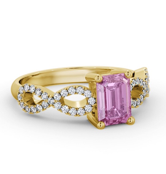 Solitaire 1.35ct Pink Sapphire and Diamond 18K Yellow Gold Ring GEM94_YG_PS_THUMB1