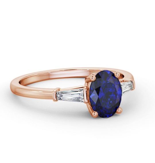 Shoulder Stone Blue Sapphire and Diamond 1.30ct Ring 9K Rose Gold GEM97_RG_BS_THUMB1