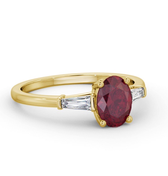 Shoulder Stone Ruby and Diamond 1.30ct Ring 9K Yellow Gold GEM97_YG_RU_THUMB1