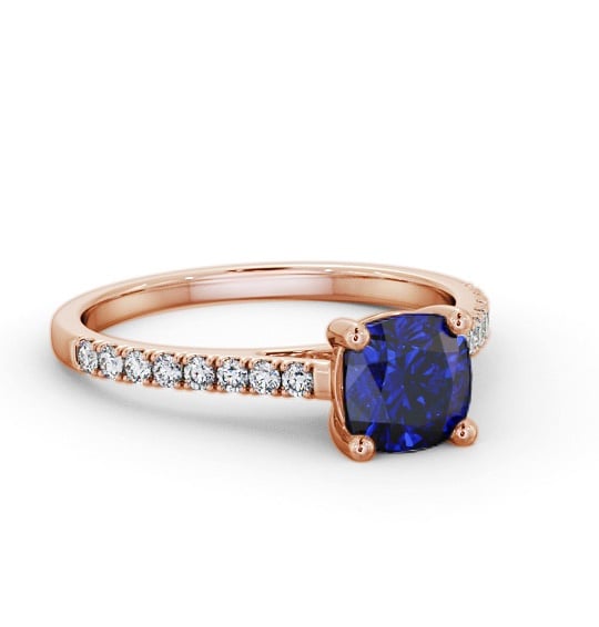 Solitaire 1.35ct Blue Sapphire and Diamond 9K Rose Gold Ring GEM98_RG_BS_THUMB1