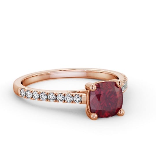 Solitaire 1.35ct Ruby and Diamond 9K Rose Gold Ring with Channel GEM98_RG_RU_THUMB1