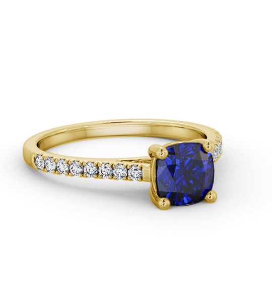 Solitaire 1.35ct Blue Sapphire and Diamond 18K Yellow Gold Ring GEM98_YG_BS_THUMB1