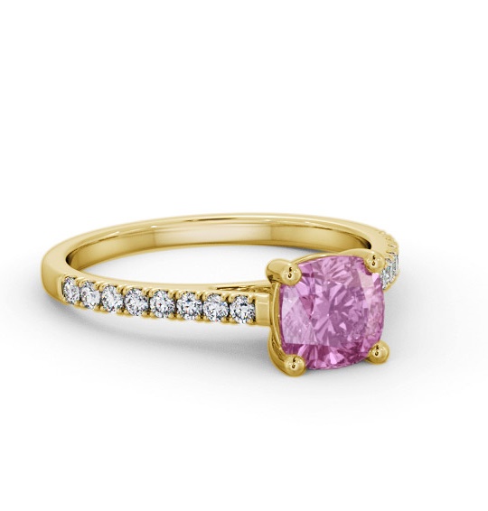 Solitaire 1.35ct Pink Sapphire and Diamond 18K Yellow Gold Ring GEM98_YG_PS_THUMB1