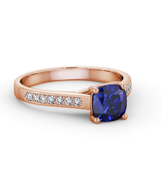 Solitaire 1.35ct Blue Sapphire and Diamond 9K Rose Gold Ring GEM99_RG_BS_THUMB1