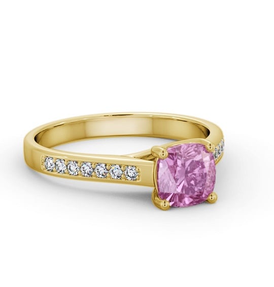 Solitaire 1.35ct Pink Sapphire and Diamond 18K Yellow Gold Ring GEM99_YG_PS_THUMB1