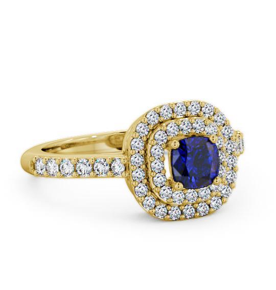 Cluster Blue Sapphire and Diamond 1.24ct Ring 18K Yellow Gold GEM9_YG_BS_THUMB1