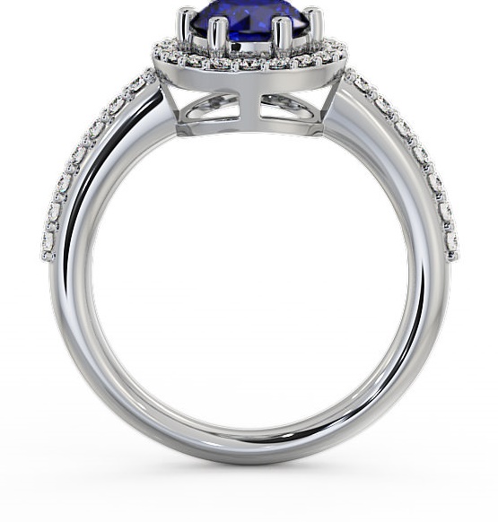 Halo Blue Sapphire and Diamond 1.31ct Ring 18K White Gold GEMCL43_WG_BS_THUMB1 