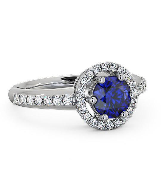 Halo Blue Sapphire and Diamond 1.31ct Ring 18K White Gold GEMCL43_WG_BS_THUMB2 