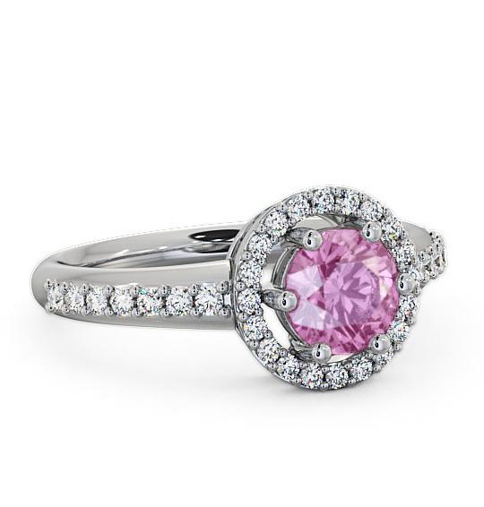 Halo Pink Sapphire and Diamond 1.31ct Ring 18K White Gold GEMCL43_WG_PS_THUMB2 