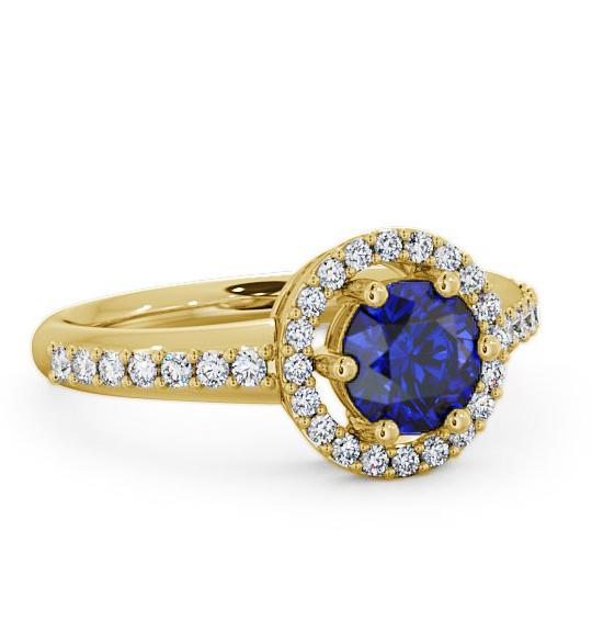 Halo Blue Sapphire and Diamond 1.31ct Ring 9K Yellow Gold GEMCL43_YG_BS_THUMB1
