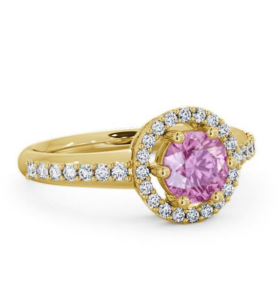 Halo Pink Sapphire and Diamond 1.31ct Ring 9K Yellow Gold GEMCL43_YG_PS_THUMB1