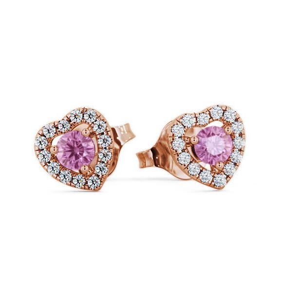 Halo Pink Sapphire and Diamond 0.56ct Earrings 9K Rose Gold GEMERG1_RG_PS_THUMB1