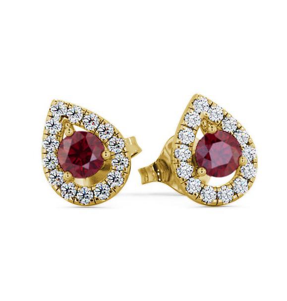 Halo Ruby and Diamond 0.96ct Earrings 9K Yellow Gold GEMERG4_YG_RU_THUMB1