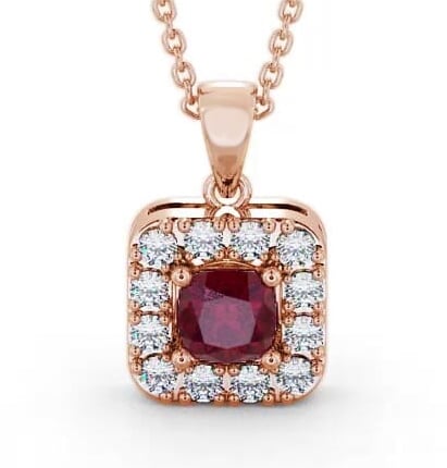 Halo Ruby and Diamond 1.90ct Pendant 9K Rose Gold GEMPNT14_RG_RU_THUMB1