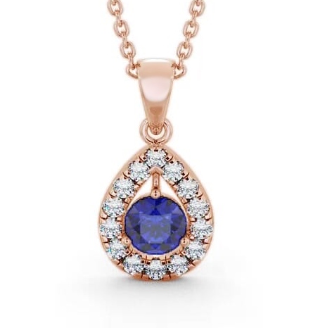 Halo Blue Sapphire and Diamond 1.47ct Pendant 18K Rose Gold GEMPNT1_RG_BS_THUMB1