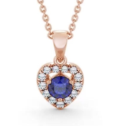 Halo Blue Sapphire and Diamond 0.90ct Pendant 18K Rose Gold GEMPNT2_RG_BS_THUMB1