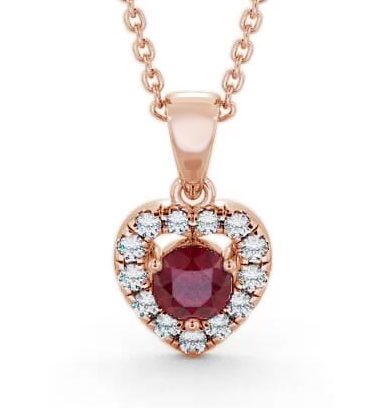 Halo Ruby and Diamond 0.90ct Pendant 18K Rose Gold GEMPNT2_RG_RU_THUMB1