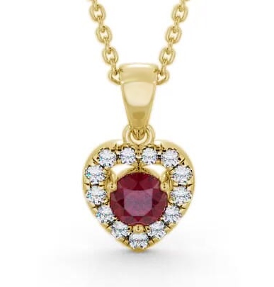 Halo Ruby and Diamond 0.90ct Pendant 9K Yellow Gold GEMPNT2_YG_RU_THUMB1