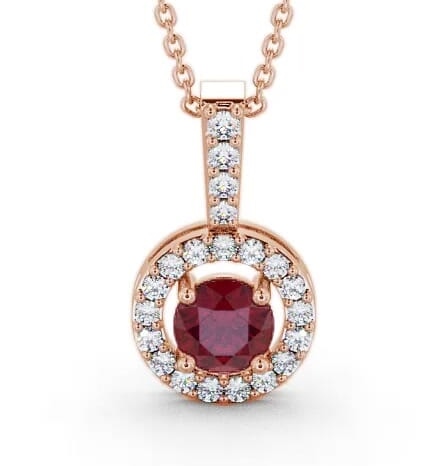 Halo Ruby and Diamond 1.50ct Pendant 18K Rose Gold GEMPNT3_RG_RU_THUMB1