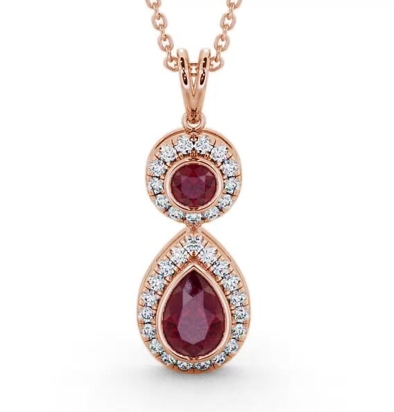 Drop Style Ruby and Diamond 1.82ct Pendant 18K Rose Gold GEMPNT4_RG_RU_THUMB1