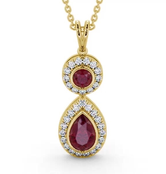 Drop Style Ruby and Diamond 1.82ct Pendant 9K Yellow Gold GEMPNT4_YG_RU_THUMB1